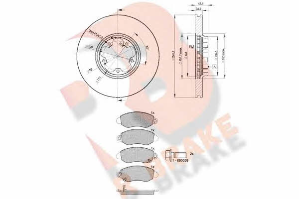 R Brake 3R13675612 Front ventilated brake discs with pads, set 3R13675612