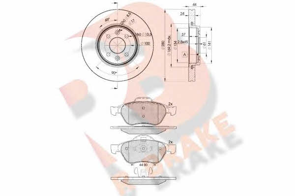  3R18607829 Front ventilated brake discs with pads, set 3R18607829