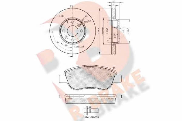 R Brake 3R18837795 Front ventilated brake discs with pads, set 3R18837795