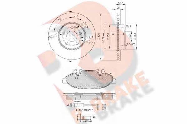 R Brake 3R16750415 Front ventilated brake discs with pads, set 3R16750415