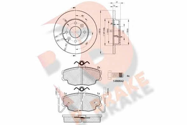  3R05544705 Brake discs with pads front non-ventilated, set 3R05544705