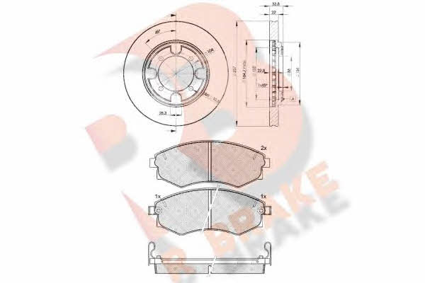 R Brake 3R08772830 Front ventilated brake discs with pads, set 3R08772830