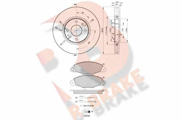  3R12784753 Front ventilated brake discs with pads, set 3R12784753