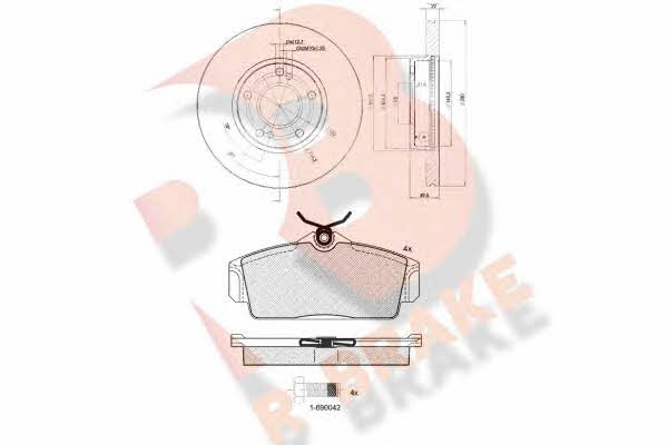 R Brake 3R12901057 Front ventilated brake discs with pads, set 3R12901057