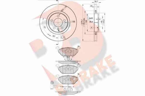 R Brake 3R13495603 Front ventilated brake discs with pads, set 3R13495603
