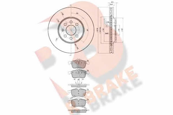 R Brake 3R15929001 Front ventilated brake discs with pads, set 3R15929001