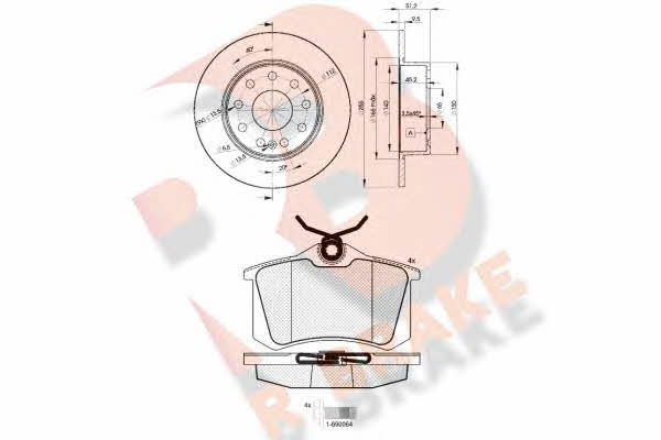 R Brake 3R06975616 Brake discs with pads rear non-ventilated, set 3R06975616