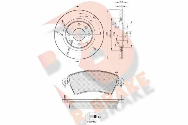 R Brake 3R13654697 Front ventilated brake discs with pads, set 3R13654697