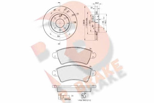 R Brake 3R15254750 Front ventilated brake discs with pads, set 3R15254750