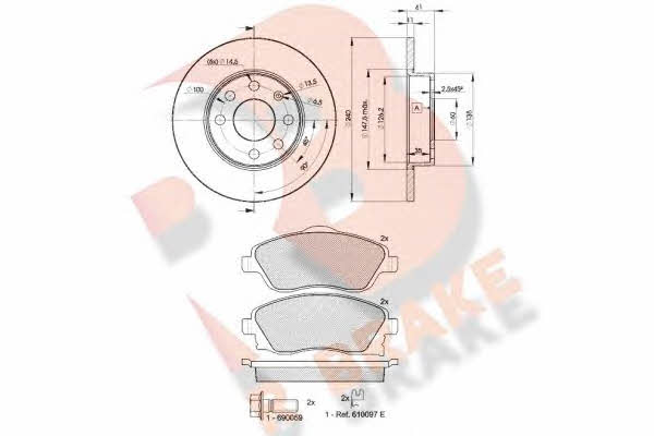 R Brake 3R15269020 Brake discs with pads front non-ventilated, set 3R15269020