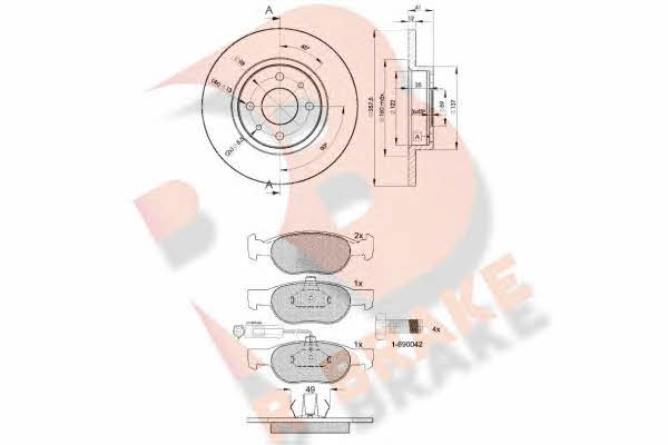  3R11233466 Brake discs with pads front non-ventilated, set 3R11233466