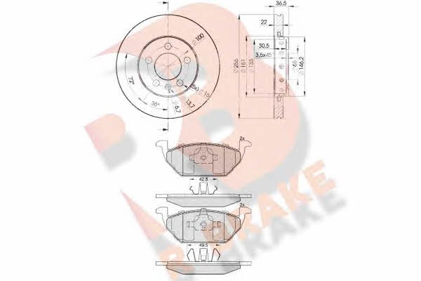 R Brake 3R13385602 Front ventilated brake discs with pads, set 3R13385602