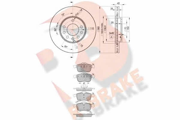 R Brake 3R15929060 Front ventilated brake discs with pads, set 3R15929060