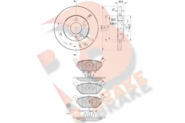 R Brake 3R13495602 Front ventilated brake discs with pads, set 3R13495602