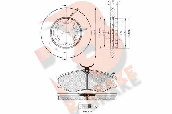 R Brake 3R09333101 Front ventilated brake discs with pads, set 3R09333101