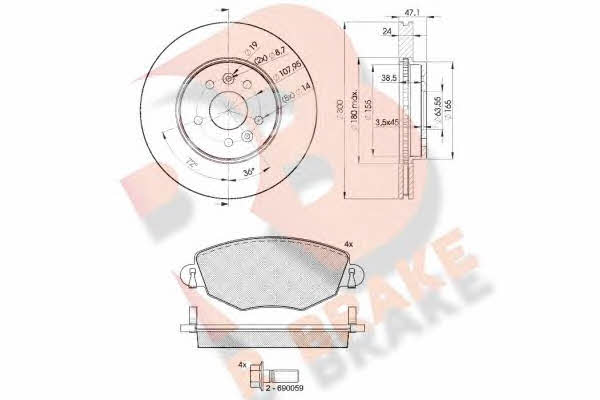 R Brake 3R13806767 Front ventilated brake discs with pads, set 3R13806767