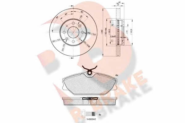  3R14382232 Front ventilated brake discs with pads, set 3R14382232