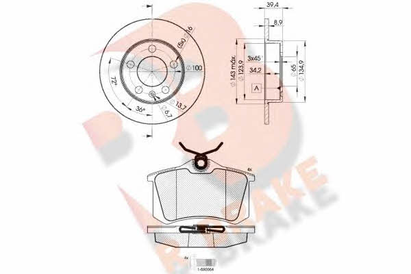 R Brake 3R06975601 Brake discs with pads rear non-ventilated, set 3R06975601