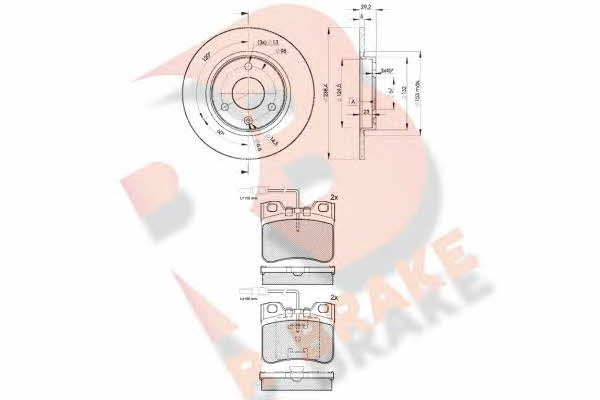  3R07887199 Brake discs with pads front non-ventilated, set 3R07887199