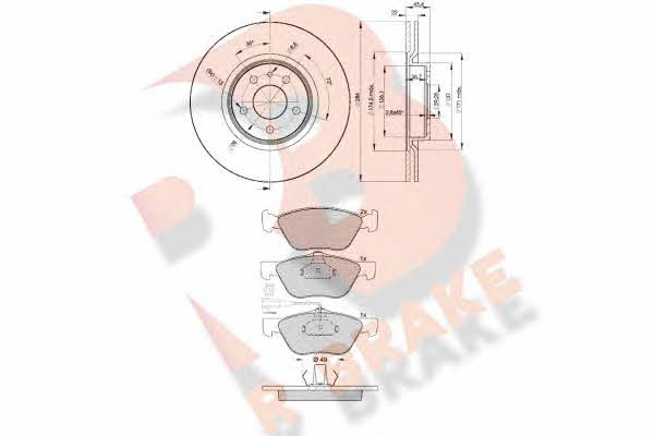 R Brake 3R16011548 Front ventilated brake discs with pads, set 3R16011548