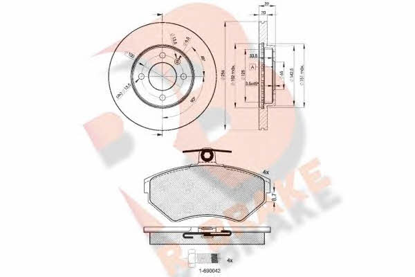 R Brake 3R11563790 Front ventilated brake discs with pads, set 3R11563790