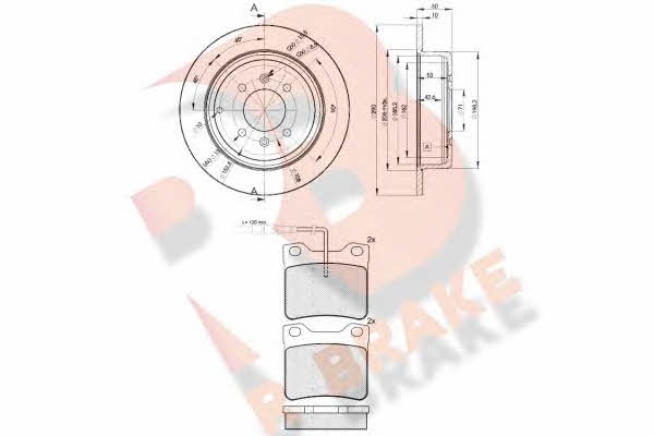 R Brake 3R07874250 Brake discs with pads rear non-ventilated, set 3R07874250