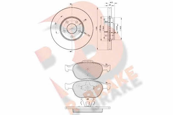 R Brake 3R15375980 Front ventilated brake discs with pads, set 3R15375980
