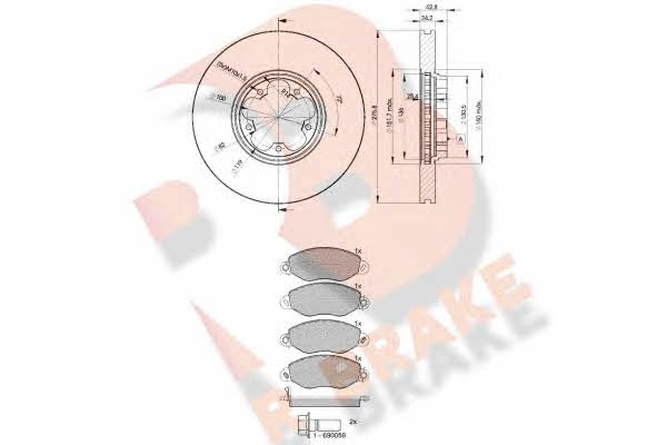 R Brake 3R14985612 Brake discs with pads, set 3R14985612