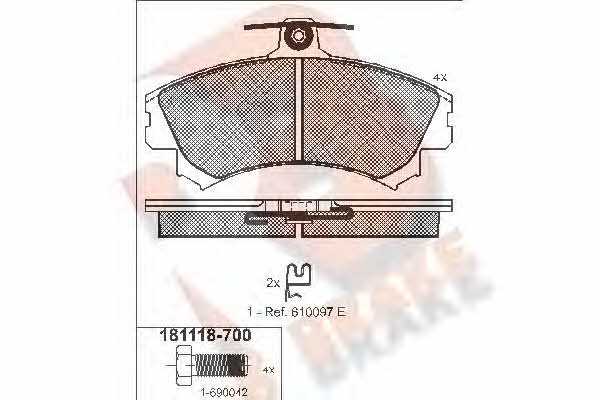 R Brake RB1118-700 Brake Pad Set, disc brake RB1118700
