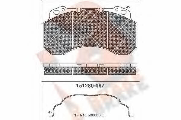 R Brake RB1280 Brake Pad Set, disc brake RB1280