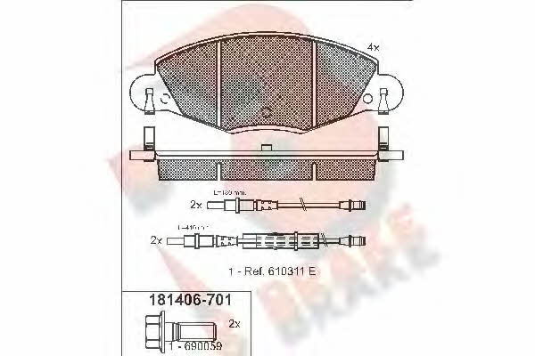 R Brake RB1406-701 Brake Pad Set, disc brake RB1406701