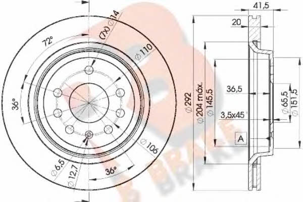 R Brake 78RBD29114 Rear ventilated brake disc 78RBD29114