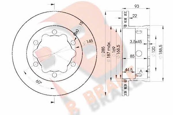 R Brake 78RBD10185 Rear ventilated brake disc 78RBD10185