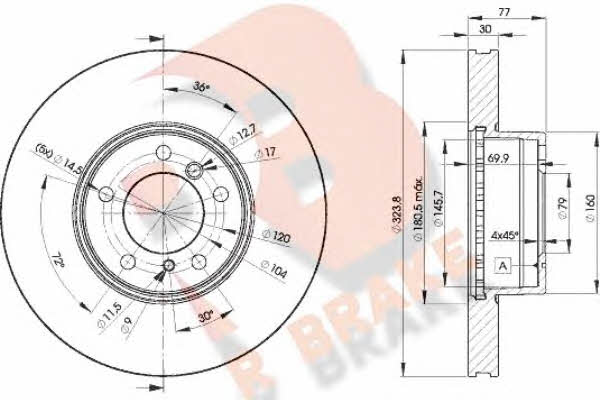 R Brake 78RBD29895 Front brake disc ventilated 78RBD29895