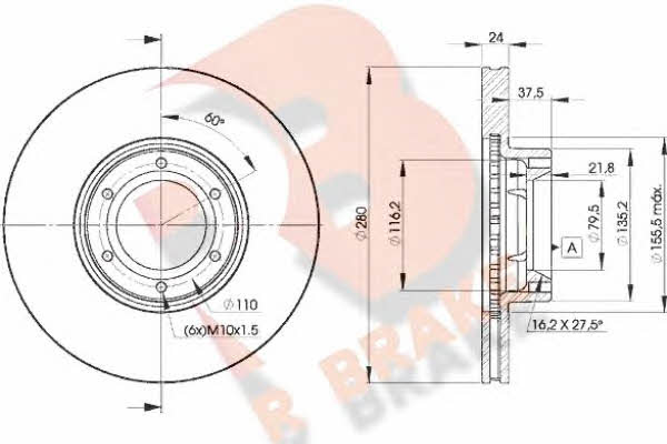 R Brake 78RBD26847 Front brake disc ventilated 78RBD26847