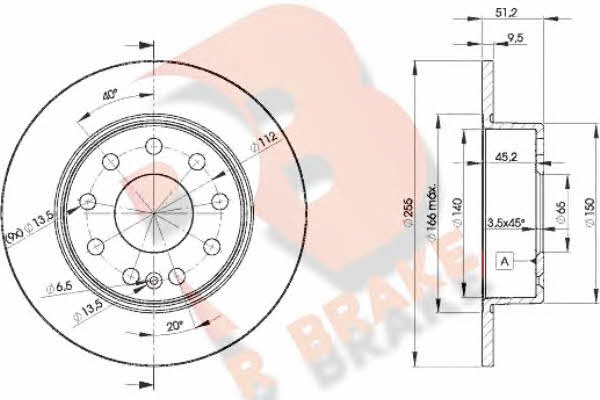 R Brake 78RBD25616 Rear brake disc, non-ventilated 78RBD25616