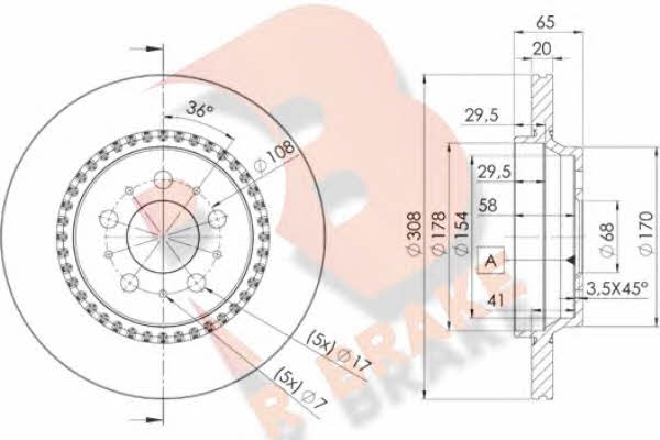 R Brake 78RBD17302 Rear ventilated brake disc 78RBD17302