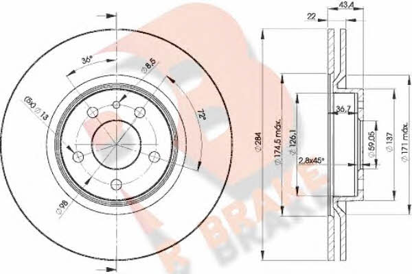 R Brake 78RBD21548 Front brake disc ventilated 78RBD21548