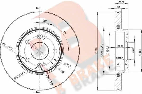 R Brake 78RBD22234 Front brake disc ventilated 78RBD22234