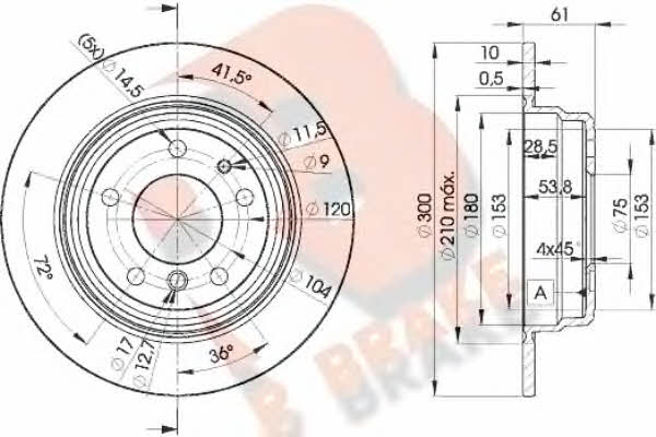 R Brake 78RBD26668 Rear brake disc, non-ventilated 78RBD26668