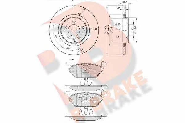 R Brake 3R13385603 Front ventilated brake discs with pads, set 3R13385603