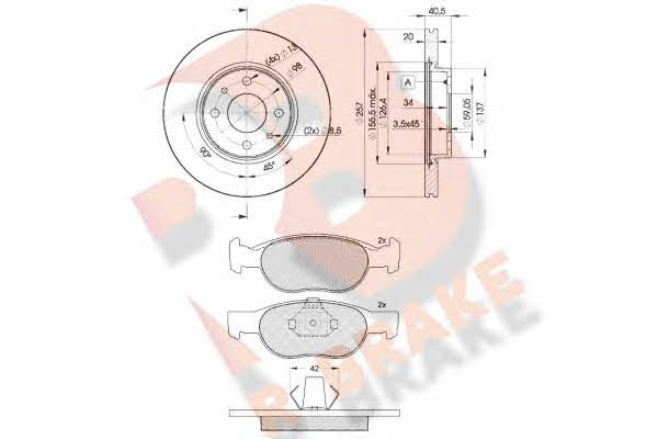  3R13485056 Front ventilated brake discs with pads, set 3R13485056
