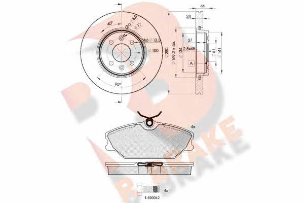 R Brake 3R14387829 Front ventilated brake discs with pads, set 3R14387829