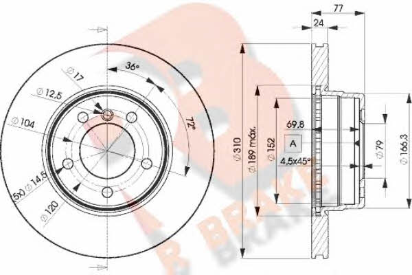 R Brake 78RBD16402 Front brake disc ventilated 78RBD16402