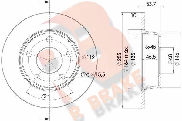 R Brake 78RBD22880 Rear brake disc, non-ventilated 78RBD22880