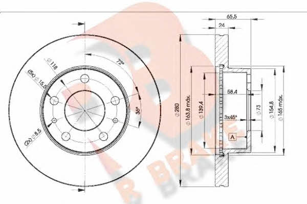 R Brake 78RBD24681 Front brake disc ventilated 78RBD24681