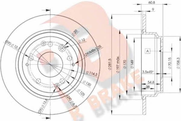 R Brake 78RBD22469 Rear brake disc, non-ventilated 78RBD22469