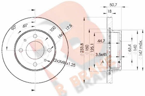 R Brake 78RBD20550 Front brake disc ventilated 78RBD20550