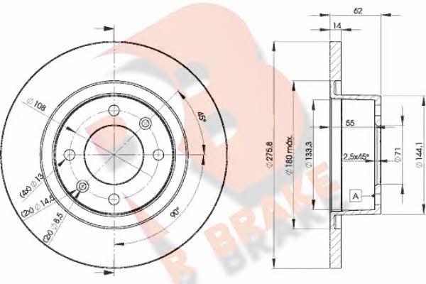 R Brake 78RBD24754 Rear brake disc, non-ventilated 78RBD24754