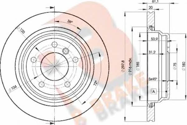 R Brake 78RBD23153 Rear ventilated brake disc 78RBD23153